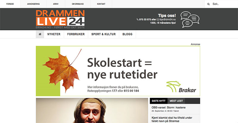 Nettsidene til Drammen Live24